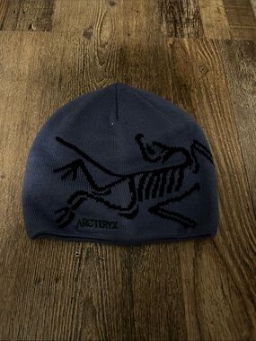 Arc'teryx Navy Blue Beanie with Black Skeleton Motif